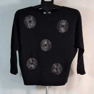 Liv Milano Black Sweater with Silver Beading - Glam